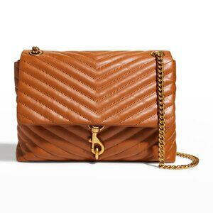 NWT Rebecca Minkoff Edie Medium Shoulder Bag Caramello Brown w/ Brass Goldtone